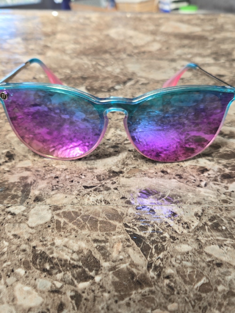 Blenders Nora Rad cat Blue to Pink Ombre Mirrored Sunglasses